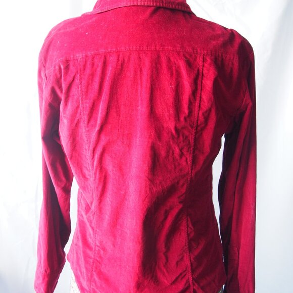 Harve Benard by Benard Holtzman Red Button Front Corduroy Long Sleeve Top Size L - Picture 3 of 9